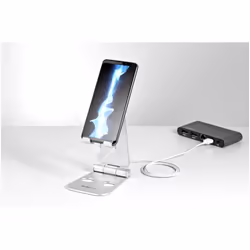 StarTech.com Phone and Tablet Stand - Foldable Universal Mobile Device Holder for Smartphones & Tablets - Adjustable Multi-Angle Ergonomic Cell Phone Stand for Desk - Portable - Silver - Additional view 4