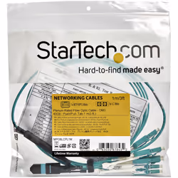 StarTech.com 3m (10ft) MTP(F)/PC to 4x LC/PC Duplex Breakout OM3 Multimode Fiber Optic Cable, OFNP Plenum, 40G Networks, Low Insertion Loss - Fiber Jumper Cord - Additional view 5