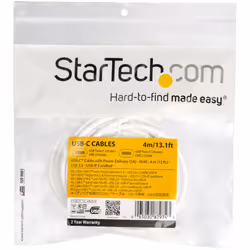 StarTech.com USB-C to USB-C Cable w/ 5A PD - M/M - White - 4 m (13 ft.) - USB 2.0 - USB-IF Certified - Additional view 5
