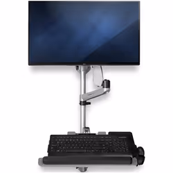 StarTech.com Wall Mount Workstation - Articulating Standing Desk w/ Ergonomic Height Adjustable Monitor Arm & Padded Keyboard Tray - 34" VESA Display - Foldable Wall Mounted Sit Stand - Additional view 4