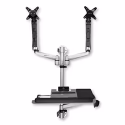 StarTech.com Wall Mount Workstation - Articulating Standing Desk with Ergonomic Height Adjustable Dual Monitor Arm & Keyboard ...