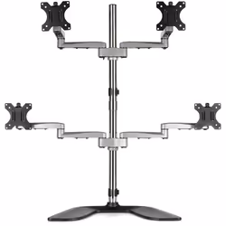 StarTech.com Desktop Quad Monitor Stand - Ergonomic VESA 4 Monitor Arm (2x2) up to 32" - Free Standing Articulating Universal Pole Mount - Height Adjustable/Tilt/Swivel/Rotate - Silver - Additional view 4