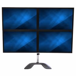 StarTech.com Desktop Quad Monitor Stand - Ergonomic VESA 4 Monitor Arm (2x2) up to 32" - Free Standing Articulating Universal Pole Mount - Height Adjustable/Tilt/Swivel/Rotate - Silver - Additional view 5