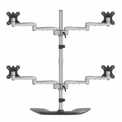 StarTech.com Desktop Quad Monitor Stand - Ergonomic VESA 4 Monitor Arm (2x2) up to 32" - Free Standing Articulating Universal Pole Mount - Height Adjustable/Tilt/Swivel/Rotate - Silver - Additional view 6