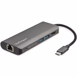 StarTech.com USB C Multiport Adapter - USB-C Travel Dock to 4K HDMI, 3x USB 3.0 Hub, SD/SDHC, GbE, 60W PD 3.0 Pass-Through - ...
