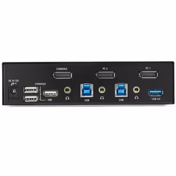 StarTech.com 2 Port DisplayPort KVM Switch - 4K 60Hz - Single Display - Dual Port UHD DP 1.2 USB KVM Switch with Integrated USB 3.0 Hub & Audio - Dell HP Apple Lenovo - TAA Compliant - Additional view 4
