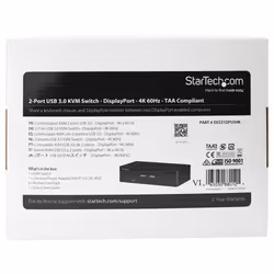 StarTech.com 2 Port DisplayPort KVM Switch - 4K 60Hz - Single Display - Dual Port UHD DP 1.2 USB KVM Switch with Integrated USB 3.0 Hub & Audio - Dell HP Apple Lenovo - TAA Compliant - Additional view 5