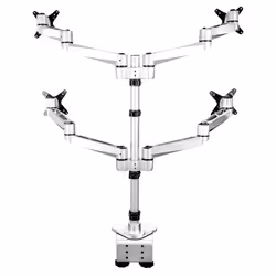 StarTech.com Desk Mount Quad Monitor Arm – Premium Articulating VESA 4 Monitor Mount 2x2 up to 30" – Ergonomic Height Adjustable Pole Mount - Tilt/Swivel/Rotate - C-Clamp/Grommet - Silver - Additional view 8