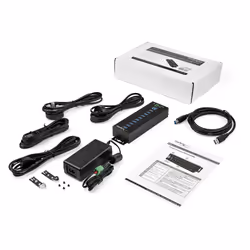 StarTech.com 10-Port USB 3.0 Hub with Power Adapter - Metal Industrial USB-A Hub with ESD & 350W Surge Protection - Din/Wall/Desk Mountable - High Speed USB 3.2 Gen 1 (5Gbps) Hub - Additional view 4