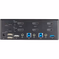 StarTech.com 2 Port Dual Monitor HDMI KVM Switch - 4K 60Hz Ultra HD HDR - Desktop 4K HDMI 2.0 KVM Switch with 2 Port USB 3.0 Hub (5Gbps) & 4x USB 2.0 HID, Audio - Hotkey Switching - TAA - Additional view 4