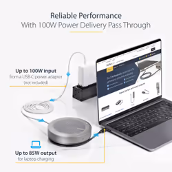 StarTech.com USB-C Speakerphone Docking Station, Mini Portable Conference Speaker and Audio Dock, USB-C to VGA/4K HDMI, 2x USB-A Hub, Mic/Speaker, Teams/Zoom/Softphone Speakerphone - Additional view 8