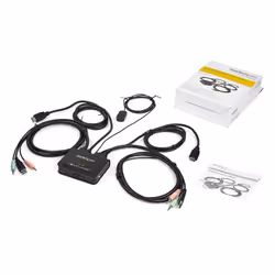 StarTech.com 2 Port HDMI KVM Switch - 4K 60Hz - Compact Dual Port UHD/Ultra HD USB Desktop KVM Switch w/Integrated 4ft Cables & Audio - Bus Powered & Remote Switching - MacBook ThinkPad - Additional view 6