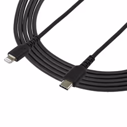 StarTech.com 6 foot (2m) Durable Black USB-C to Lightning Cable - Heavy Duty Rugged Aramid Fiber USB Type C to Lightning Charger/Sync Power Cord - Apple MFi Certified iPad/iPhone 12 - Additional view 4
