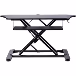 StarTech.com Corner Sit Stand Desk Converter with Keyboard Tray - Large Surface (35" x 21") - Height Adjustable Ergonomic Desktop/Tabletop Standing Workstation - Supports Dual Monitors - Additional view 4