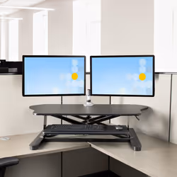 StarTech.com Corner Sit Stand Desk Converter with Keyboard Tray - Large Surface (35" x 21") - Height Adjustable Ergonomic Desktop/Tabletop Standing Workstation - Supports Dual Monitors - Additional view 8