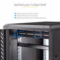 StarTech.com 1U Server Rack Shelf - Universal Rack Mount Cantilever Shelf for 19" Network Equipment Rack & Cabinet - Heavy Duty Steel – Weight Capacity 44lb/20kg - 16" Deep Tray, Black - Additional view 5