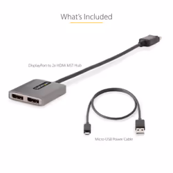 StarTech.com DP to Dual HDMI MST HUB - Dual HDMI 4K 60Hz - DisplayPort Multi Monitor Adapter with 1ft / 30cm cable - DP 1.4 Multi Stream Transport Hub, DSC | HBR3 - DP to HDMI Splitter - Additional view 7