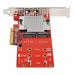 StarTech.com Dual M.2 PCIe SSD Adapter Card - x8 / x16 Dual NVMe or AHCI M.2 SSD to PCI Express 3.0 - M.2 NGFF PCIe (M-Key) Compatible - Supports 2242, 2260, 2280 - JBOD - Mac & PC - Additional view 4