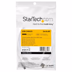 StarTech.com 2m USB A to USB C Charging Cable - Durable Fast Charge & Sync USB 2.0 to USB Type C Data Cord - Rugged TPE Jacket Aramid Fiber M/M 3A White - Samsung S10, iPad Pro, Pixel - Additional view 7