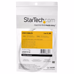 StarTech.com 1m USB C Charging Cable - Durable Fast Charge & Sync USB 2.0 Type C to USB C Laptop Charger Cord - TPE Jacket Aramid Fiber M/M 60W White - Samsung S10 S20 iPad Pro MS Surface - Additional view 6