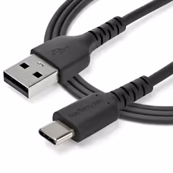 StarTech.com 1m USB A to USB C Charging Cable - Durable Fast Charge & Sync USB 2.0 to USB Type C Data Cord - Rugged TPE Jacket Aramid Fiber M/M 3A Black - Samsung S10, iPad Pro, Pixel - Additional view 5