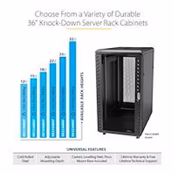 StarTech.com 4-Post 15U Server Rack Cabinet, Lockable 19" Data Rack Cabinet for Computer / AV / IT Equipment, Office / Home Network Rack with Casters & Adjustable Mounting Rails - Additional view 4