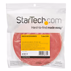 StarTech.com 25ft Hook and Loop Roll - Cut-to-Size Reusable Cable Ties - Bulk Industrial Wire Fastener Tape /Adjustable Fabric Wraps Red / Resuable Self Gripping Cable Management Straps - Additional view 4