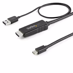 StarTech.com 6ft (2m) HDMI to Mini DisplayPort Cable 4K 30Hz - Active HDMI to mDP Adapter Converter Cable with Audio - USB Po ...