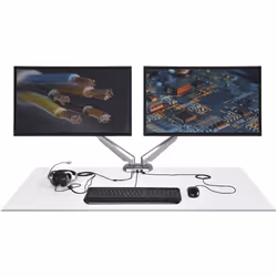 StarTech.com Desk Mount Dual Monitor Arm with USB & Audio - Desk Clamp VESA Mount for up to 32 inch Displays - 2x USB, 2x 3.5mm audio - Ergonomic Full Motion Dual Monitor Arm - Silver - Additional view 4
