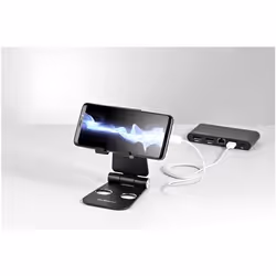 StarTech.com Phone and Tablet Stand - Foldable Universal Mobile Device Holder for Smartphones & Tablets - Adjustable Multi-Angle Ergonomic Cell Phone Stand for Desk - Portable - Black - Additional view 5