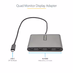 StarTech.com USB C to Quad HDMI Adapter, USB-C to 4x HDMI Monitor Converter for Windows (no support for macOS/ChromeOS/Linux) - TAA - Additional view 4