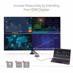 StarTech.com USB C to Quad HDMI Adapter, USB-C to 4x HDMI Monitor Converter for Windows (no support for macOS/ChromeOS/Linux) - TAA - Additional view 6