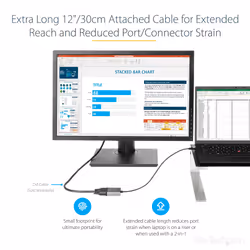 StarTech.com USB C to DVI Adapter - 1920x1200p USB-C to DVI-D Adapter Dongle - USB Type C to DVI Display/Monitor - Video Converter - Thunderbolt 3 Compatible - 12" Long Attached Cable - Upgraded Version of CDP2DVI - Additional view 5