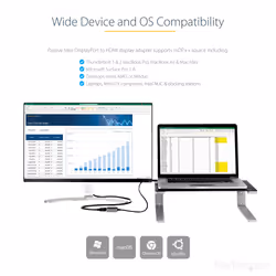 StarTech.com Mini DisplayPort to HDMI Adapter - mDP to HDMI Adapter Dongle - 1080p - Mini DisplayPort 1.2 to HDMI Monitor/Display - Mini DP to HDMI Video Converter - 12" Long Attached Cable - Upgraded Version of MDP2HDMI - Additional view 6