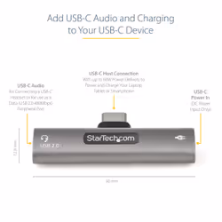 StarTech.com USB C Audio & Charge Adapter - USB-C Audio Adapter w/ USB-C Audio Headphone/Headset Port and 60W USB Type-C Power Delivery Pass-through Charger - For USB-C Phone/Tablet/Laptop - Additional view 8