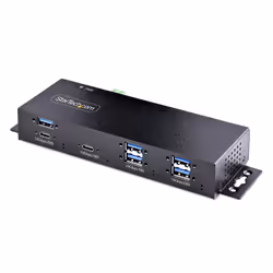 StarTech.com 7-Port Industrial USB 10Gbps Hub with Power Adapter, Metal, Mountable, 5x USB-A and 2x USB-C Downstream Ports, E ...