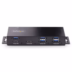 StarTech.com 7-Port Industrial USB 10Gbps Hub with Power Adapter, Metal, Mountable, 5x USB-A and 2x USB-C Downstream Ports, ESD Protection, Powered USB Hub, TAA