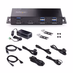 StarTech.com 7-Port Industrial USB 10Gbps Hub with Power Adapter, Metal, Mountable, 5x USB-A and 2x USB-C Downstream Ports, ESD Protection, Powered USB Hub, TAA - Additional view 8