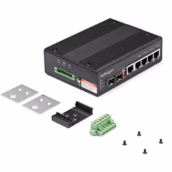 StarTech.com Industrial 6 Port Gigabit Ethernet Switch - 4 PoE RJ45 +2 SFP Slots 30W PoE+ 12-48VDC 10/100/1000 Rugged Power Over Ethernet LAN Switch -40C to 75C - DIN Mountable - Additional view 5