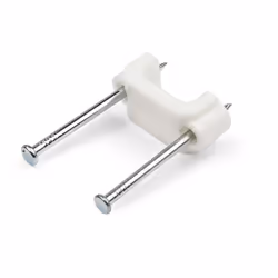 StarTech.com 100 Pack Cable Clips with Nails - Two Steel Nails - Reusable Nail-in Clamps - Brick/Drywall Cable Fasteners - Ethernet Cord/AV/Coax Cable - Mounting Cable Tacks - White - TAA