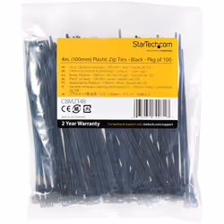 StarTech.com 4"(10cm) Cable Ties - 1/16"(2mm) wide, 7/8"(22mm) Bundle Diameter, 18lb(8kg) Tensile Strength, Nylon Self Locking Zip Ties with Curved Tip - 94V-2/UL Listed, 100 Pack - Black - Additional view 5