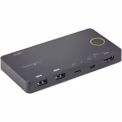 StarTech.com 2 Port Hybrid USB-A + HDMI & USB-C KVM Switch - Single 4K 60Hz HDMI 2.0 Monitor - Compact Desktop and/or Laptop HDMI KVM Switch - USB Bus Powered - Thunderbolt 3 Compatible - Additional view 5