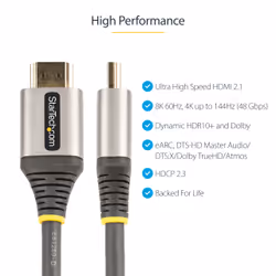 StarTech.com 20in (50cm) HDMI 2.1 Cable 8K - Certified Ultra High Speed HDMI Cable 48Gbps - 8K 60Hz/4K 120Hz HDR10+ eARC - Ultra HD 8K HDMI Cord - Monitor/TV/Display - Flexible TPE Jacket - Additional view 7