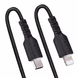StarTech.com 1m (3ft) USB C to Lightning Cable, MFi Certified, Coiled iPhone Charger Cable, Black, Durable TPE Jacket Aramid Fiber, Heavy Duty Coil Lightning Cable - Additional view 5