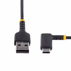 StarTech.com 1ft (30cm) USB A to C Charging Cable Right Angle - Heavy Duty Fast Charge USB-C Cable - Black USB 2.0 A to Type-C - Rugged Aramid Fiber - 3A - USB Charging Cord - Additional view 5