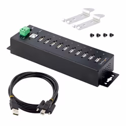 StarTech.com 10-Port Industrial USB 2.0 Hub, Rugged USB Hub w/ESD Level 4 Protection, DIN/Wall/Desk-Mountable USB-A HUB, USB Port Expander w/Lockable Ports, Multiport USB Hub - Additional view 7