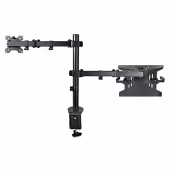 StarTech.com Monitor Arm with VESA Laptop Tray, For a Laptop (4.5kg/9.9lb) and a Single Display up to 32" (8kg/17.6lb), Black, Vented Tray, Adjustable Laptop Arm Mount, C-clamp/Grommet Mount - Additional view 4