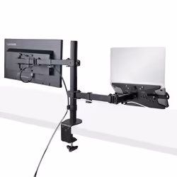 StarTech.com Monitor Arm with VESA Laptop Tray, For a Laptop (4.5kg/9.9lb) and a Single Display up to 32" (8kg/17.6lb), Black, Vented Tray, Adjustable Laptop Arm Mount, C-clamp/Grommet Mount - Additional view 6