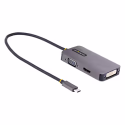StarTech.com USB C Video Adapter, USB C to HDMI DVI VGA Adapter, Up to 4K 60Hz, Aluminum, Multiport Video Display Adapter, Th ...