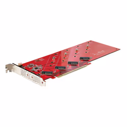 StarTech.com Quad M.2 PCIe Adapter Card, PCIe x16 to Quad NVMe or AHCI M.2 SSDs, PCI Express 4.0, 7.8GBps/Drive, Bifurcation ...